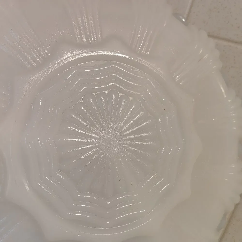 Vintage Milk Glass Divided Dish Vegetable Tray Gold Trim